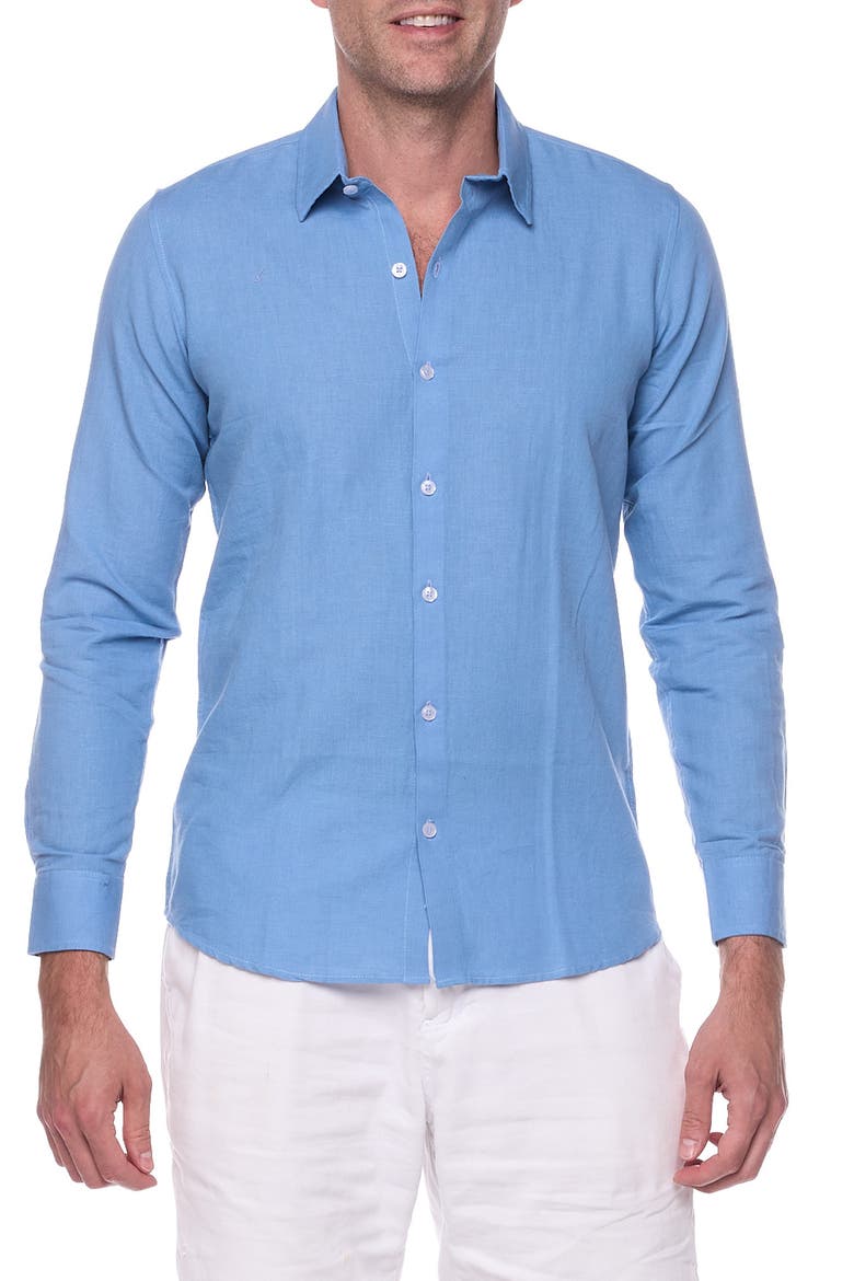 Linen Sport Shirt, Main, color, OXFORD BLUE