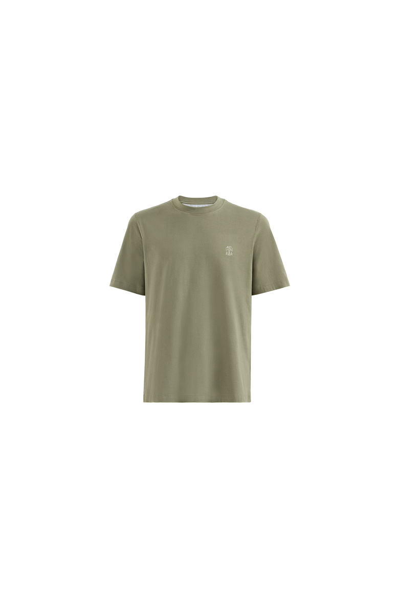 Cotton jersey crew neck T-shirt with logo, Alternate, color, Green