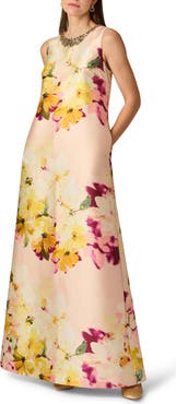 Aidan Mattox Beaded Print Mikado Gown