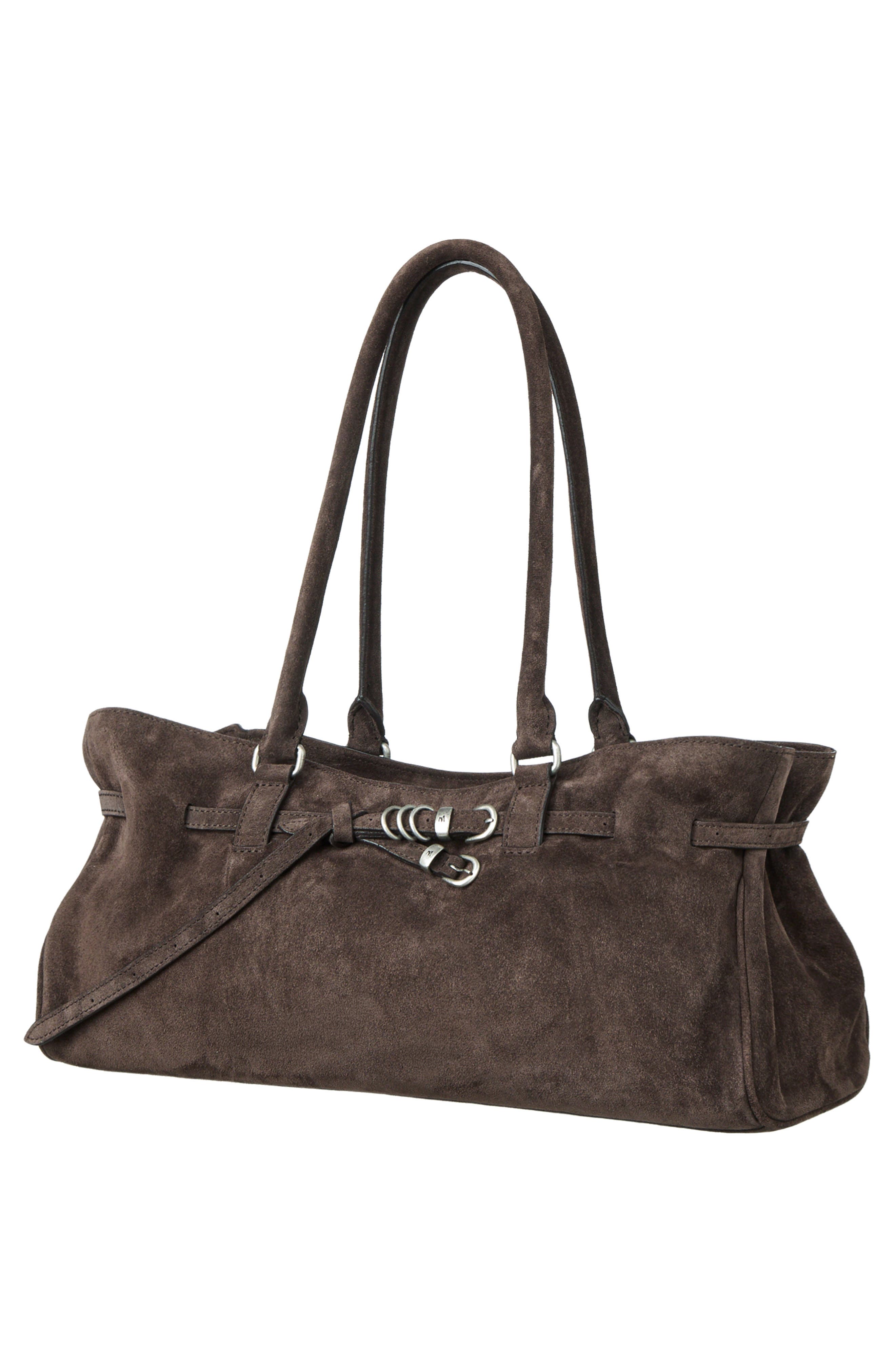 Soft Grandma Suede Shoulder Bag, Alternate, color, ASH BROWN SUEDE