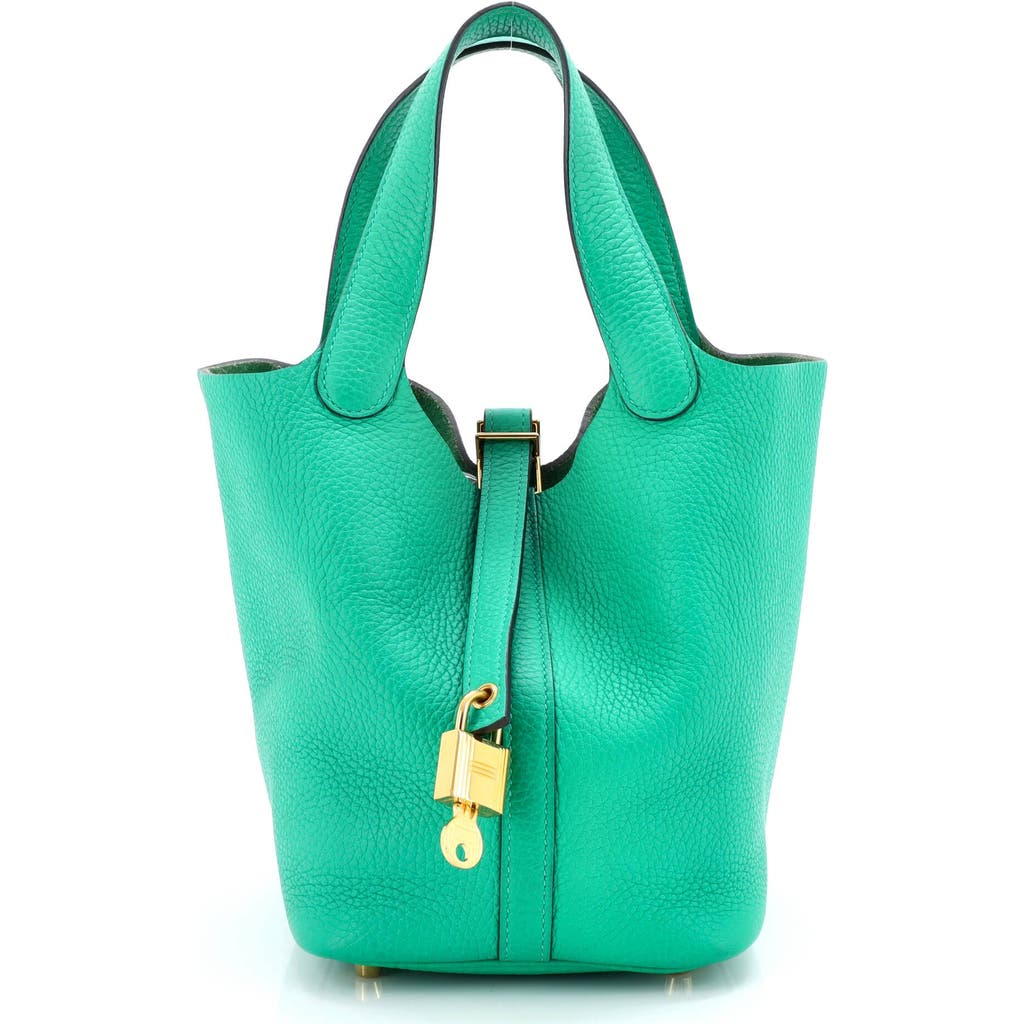 Pre-owned Hermes Hermes Picotin Lock Bag Clemence Pm In Green