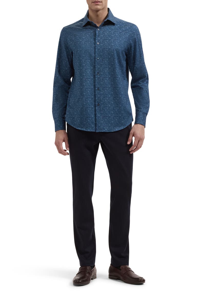 James OoohCotton® Flower Print Button-Up Shirt, Alternate, color, INDIGO