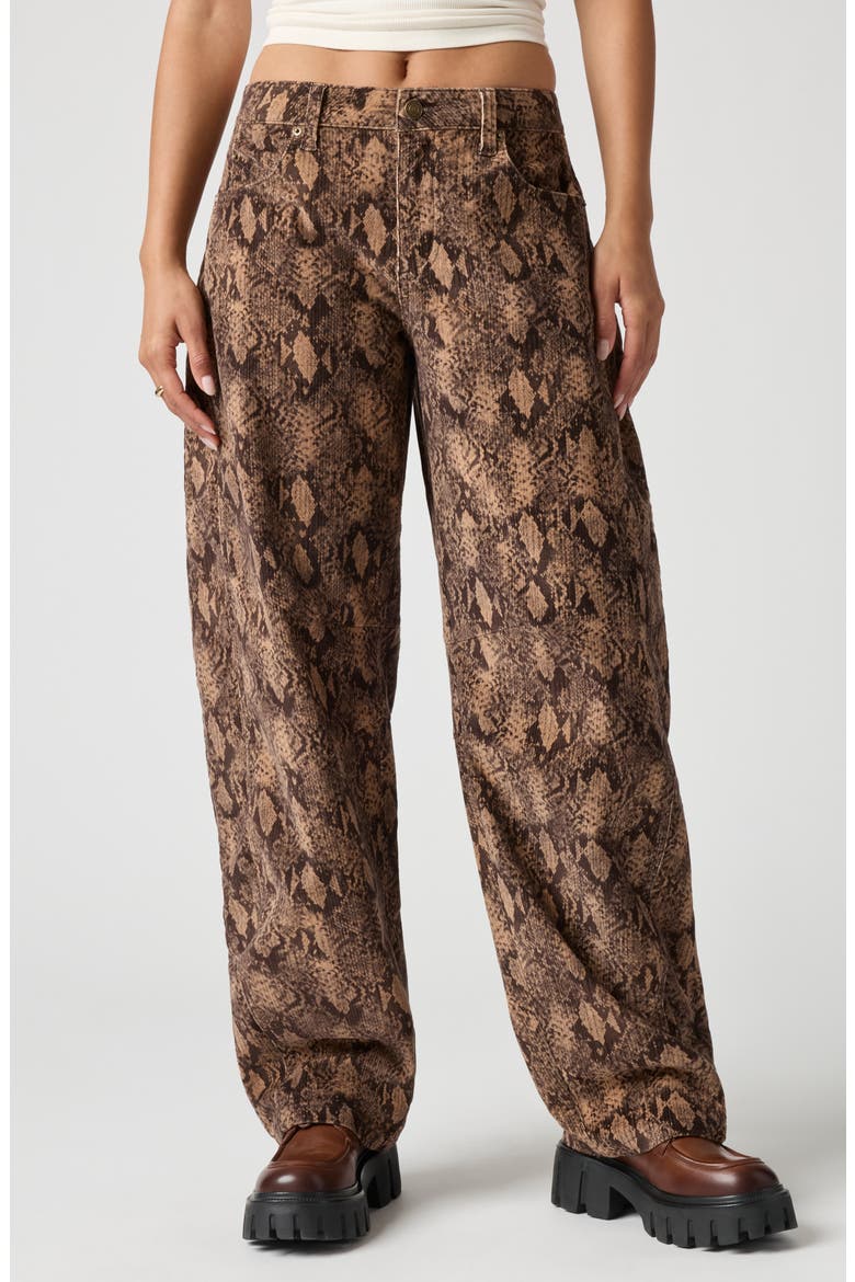 Stretch Corduroy Barrel Leg Pants, Main, color, BROWN SNAKE