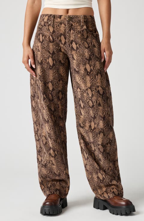Stretch Corduroy Barrel Leg Pants