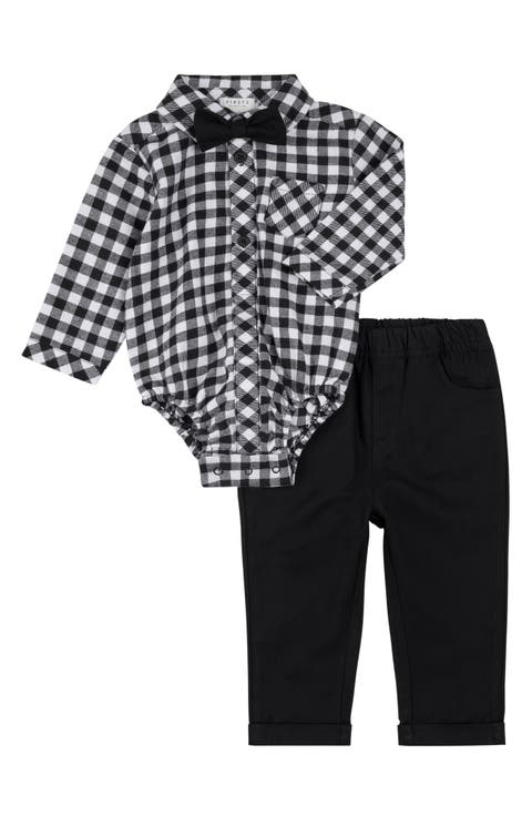 3-Piece Flannel Bodysuit and Pants Set
