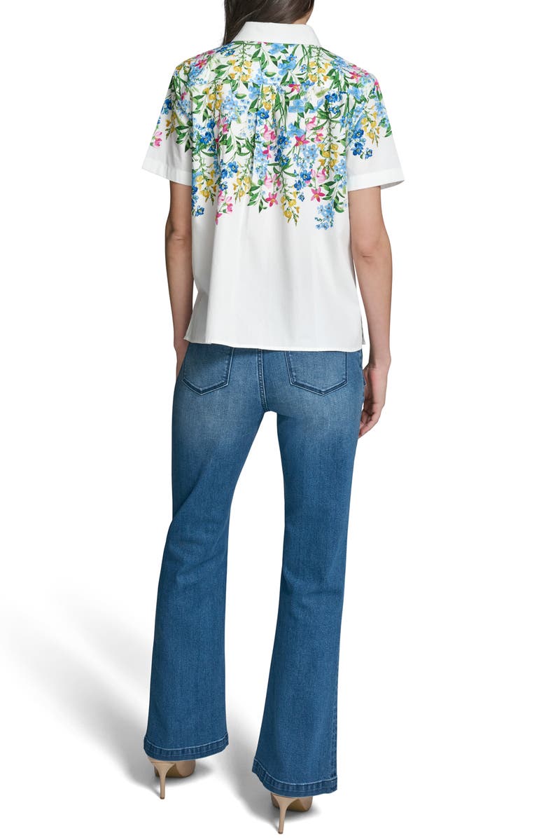 KARL LAGERFELD PARIS Placed Floral Print Shirt, Alternate, color, Soft White Combo