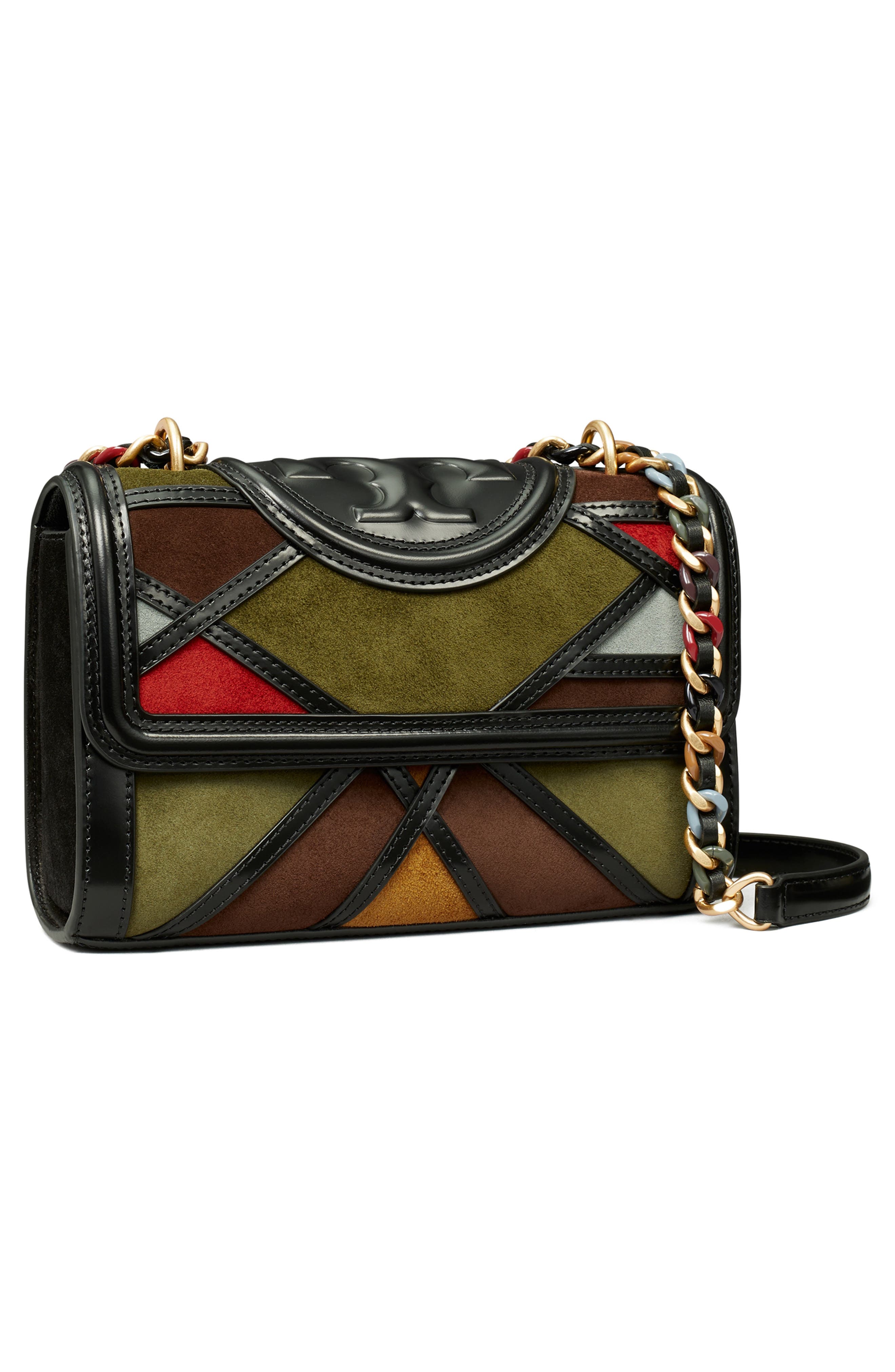 Tory Burch Small Fleming Marquetry Convertible Shoulder Bag, Alternate, color, 