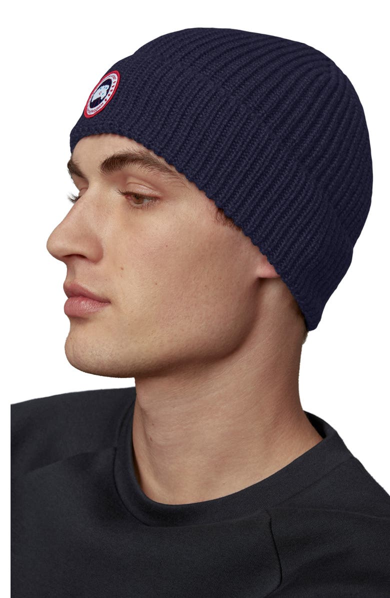 Canada Goose Arctic Disc Ribbed Toque Beanie, Alternate, color, Navy Heather