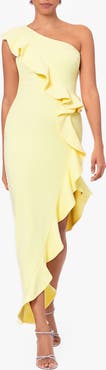 Betsy & Adam Ruffle One-Shoulder Cocktail Dress