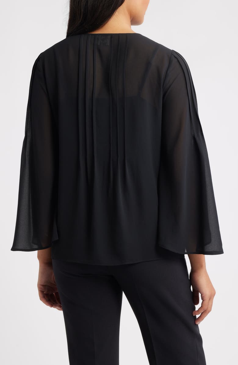 Anne Klein Pintuck Pleat Flutter Sleeve Top, Alternate, color, Anne Black