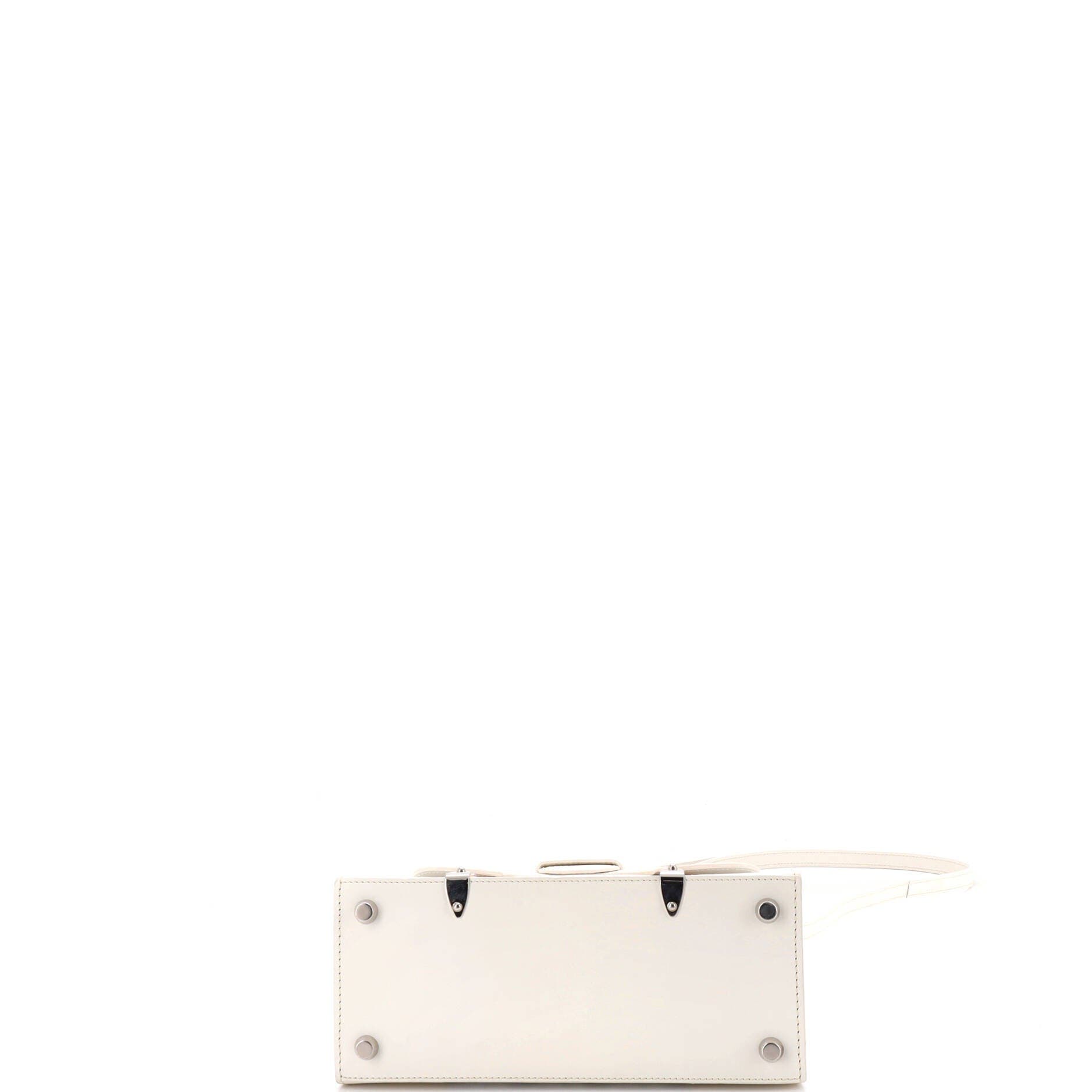 Structured Saigon Top Handle Bag Coated Canvas with Leather Mini, Alternate, color, White