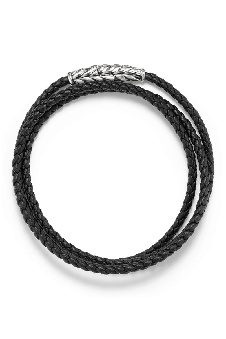 Men's Chevron Triple Wrap Bracelet, Alternate, color, BLACK LEATHER