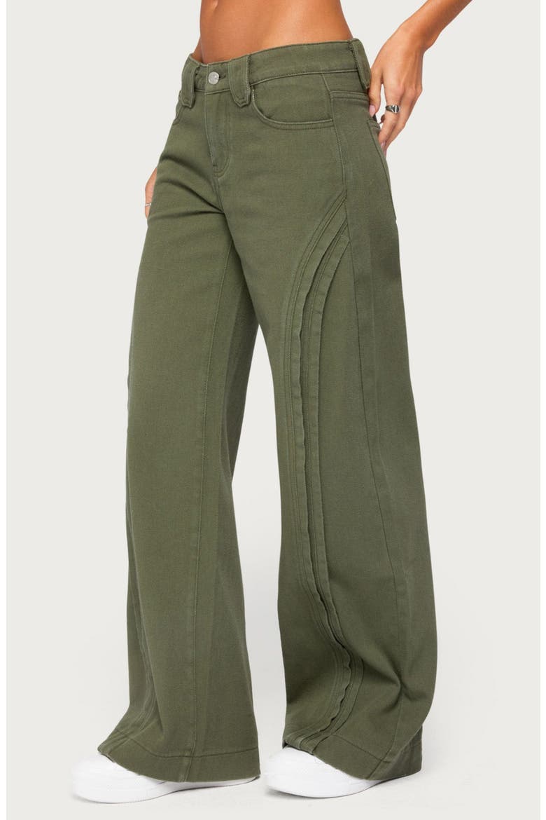 Pascale Stitched Low Rise Wide Leg Jeans, Alternate, color, OLIVE