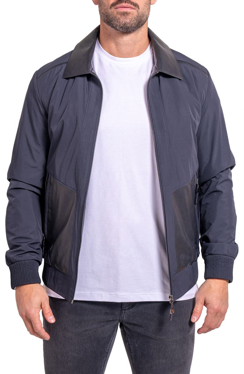 Maceoo Ascension0016 Leather Trim Jacket, Main, color, Blue