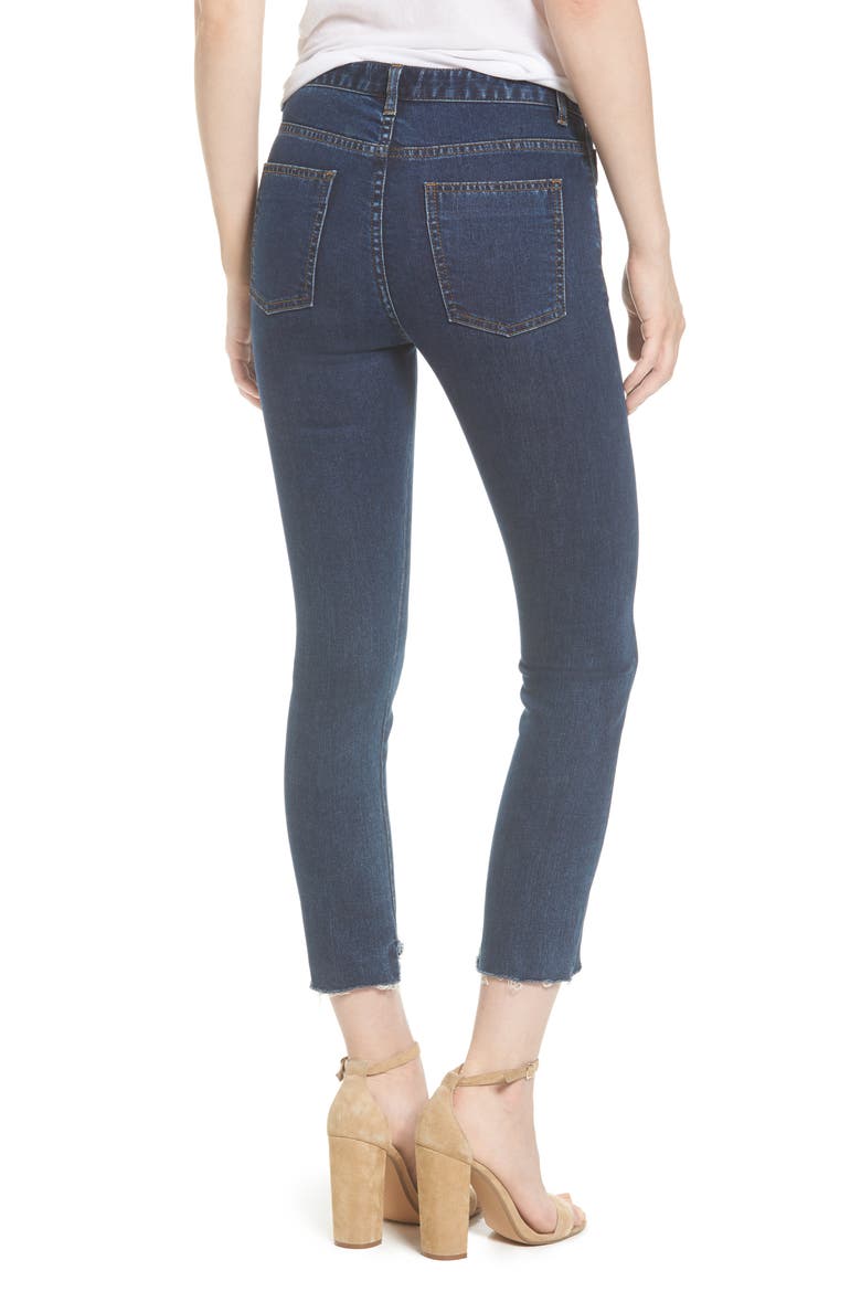 Cut Edge Skinny Jeans, Alternate, color, DARK INDIGO BLUE