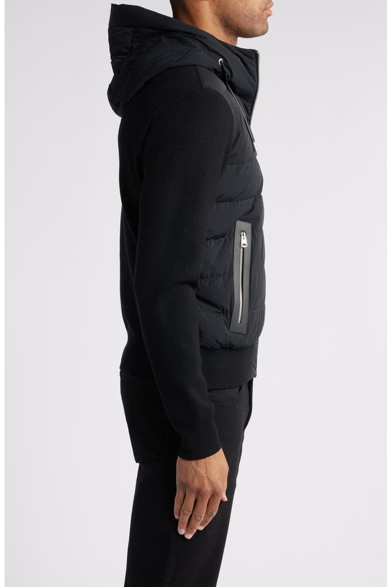 Andrew Quilted Down Stretch Mixed Media Jacket, Alternate, color, BLACK