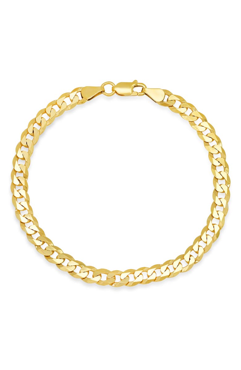 Queen Jewels Men's Sterling Silver Italian Miami Cuban Curb Chain Bracelet, Main, color, Gold