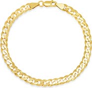 Queen Jewels Men's Sterling Silver Italian Miami Cuban Curb Chain Bracelet