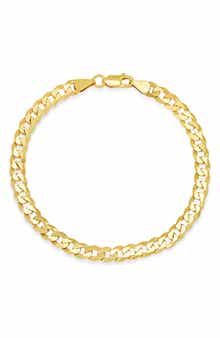 Queen Jewels Men's Sterling Silver Italian Miami Cuban Curb Chain Bracelet
