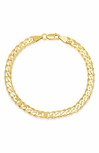 Queen Jewels Men's Sterling Silver Italian Miami Cuban Curb Chain Bracelet