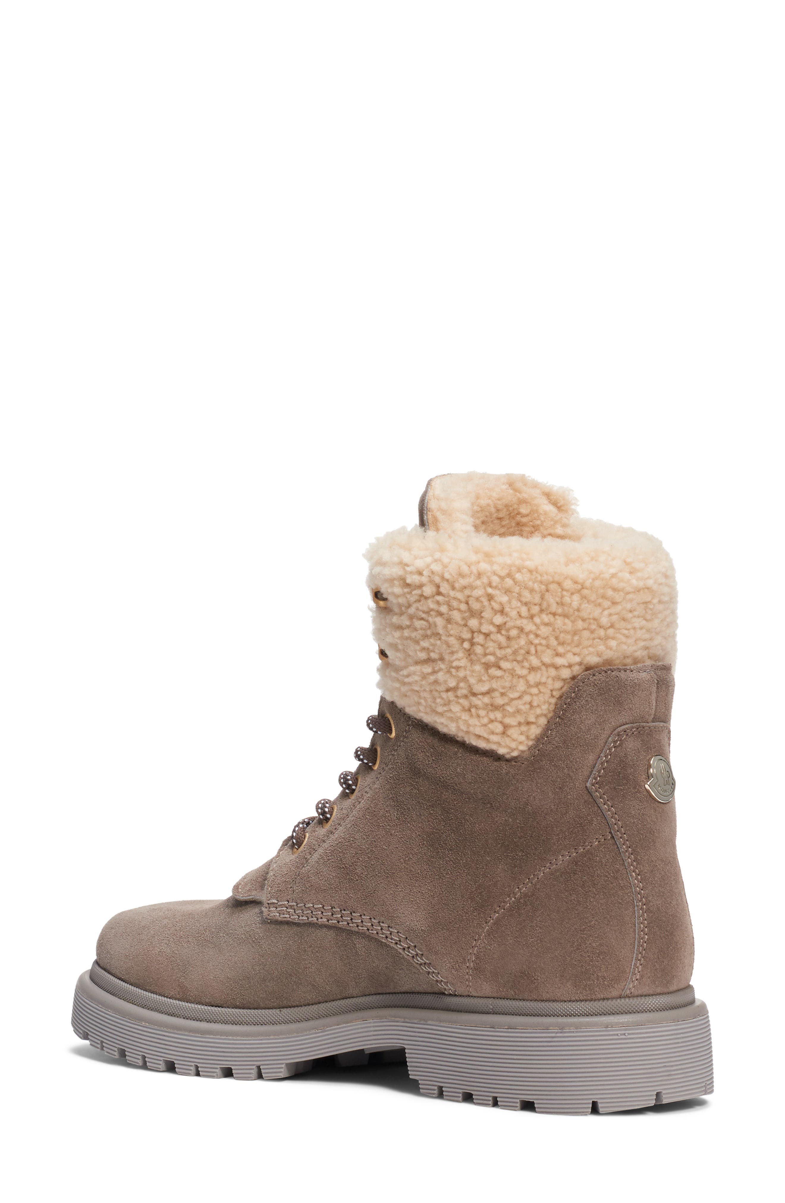 Moncler Patty Genuine Shearling Trim Boot, Alternate, color, 
