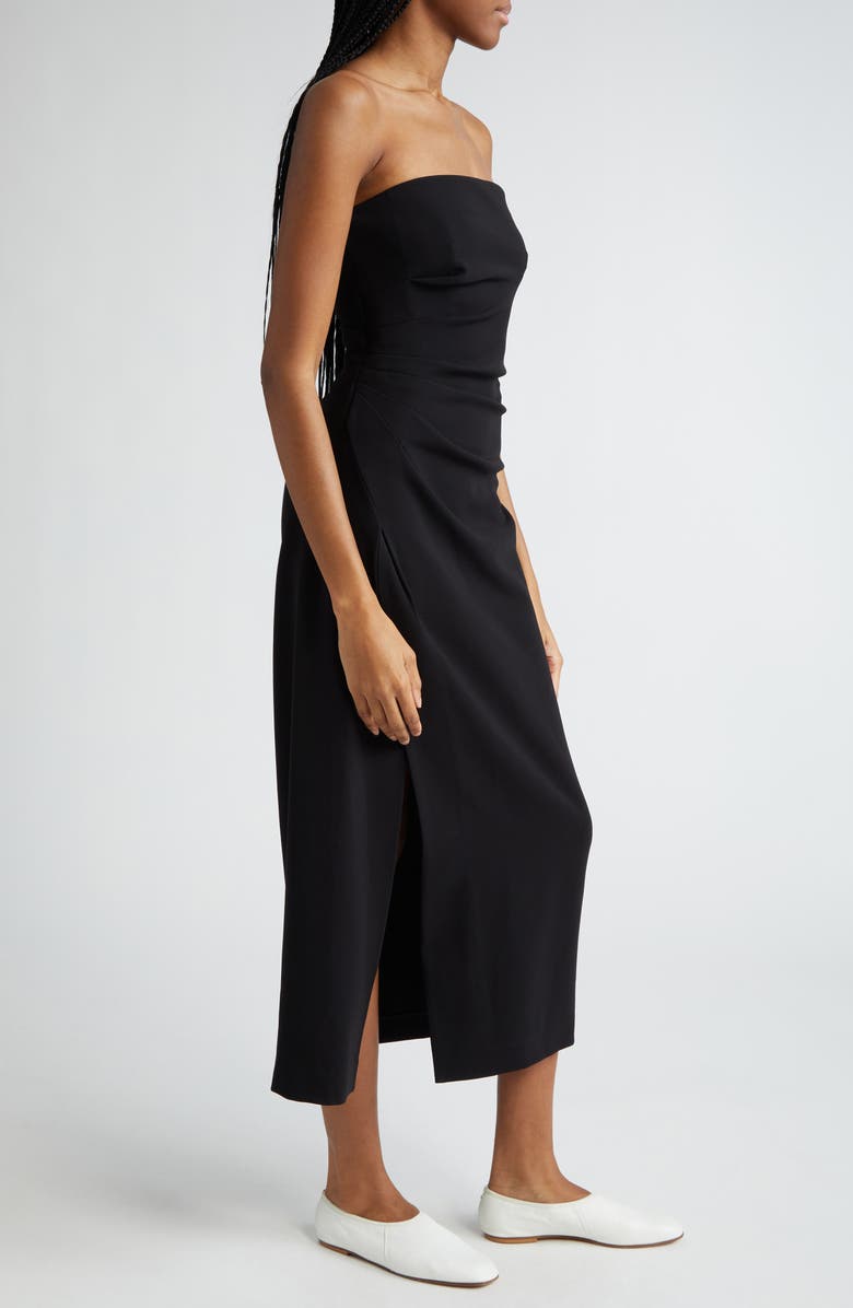 Proenza Schouler Shira Strapless Matte Crepe Midi Dress, Alternate, color, 
