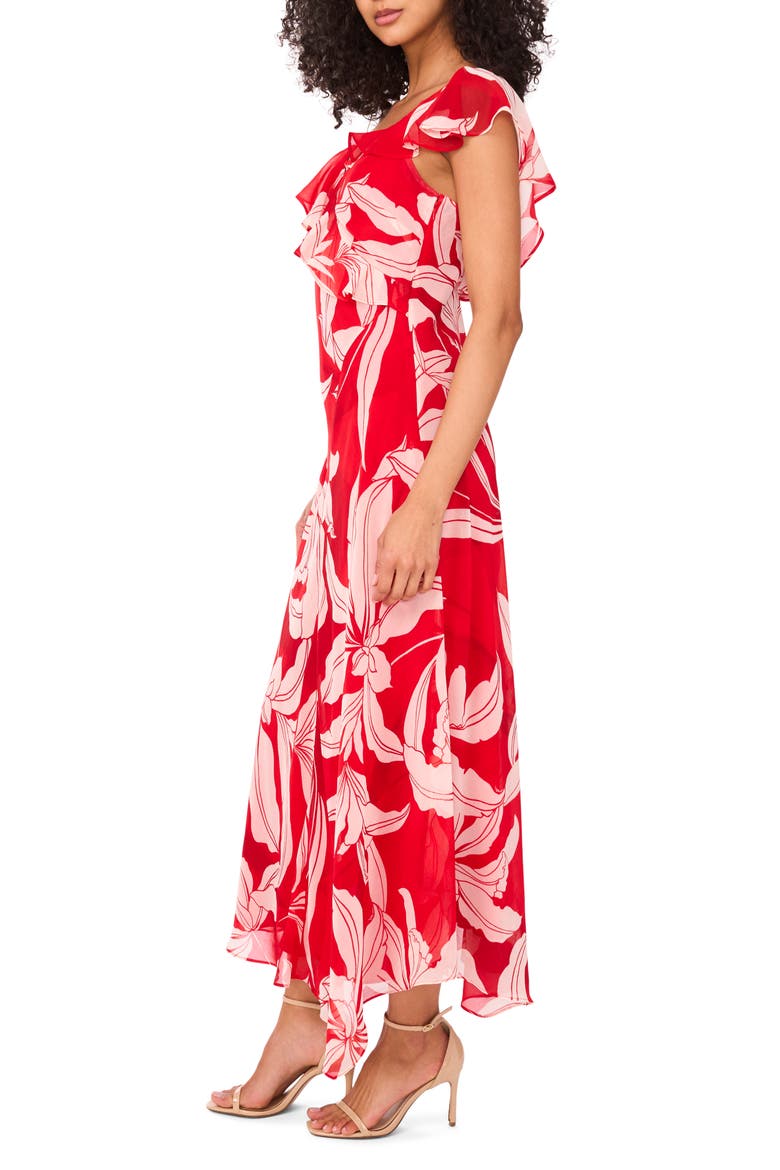 The Bridget Floral Print Ruffle Dress, Alternate, color, IBIZA RED