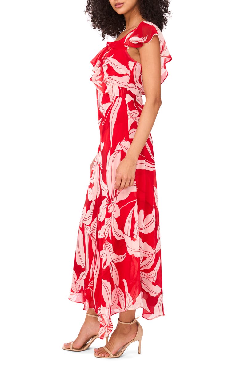 Parker The Bridget Floral Print Ruffle Dress, Alternate, color, Ibiza Red