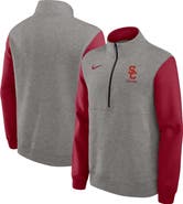 Nike Men's Nike Heather Gray/Cardinal USC Trojans Club Fleece Half-Zip Pullover