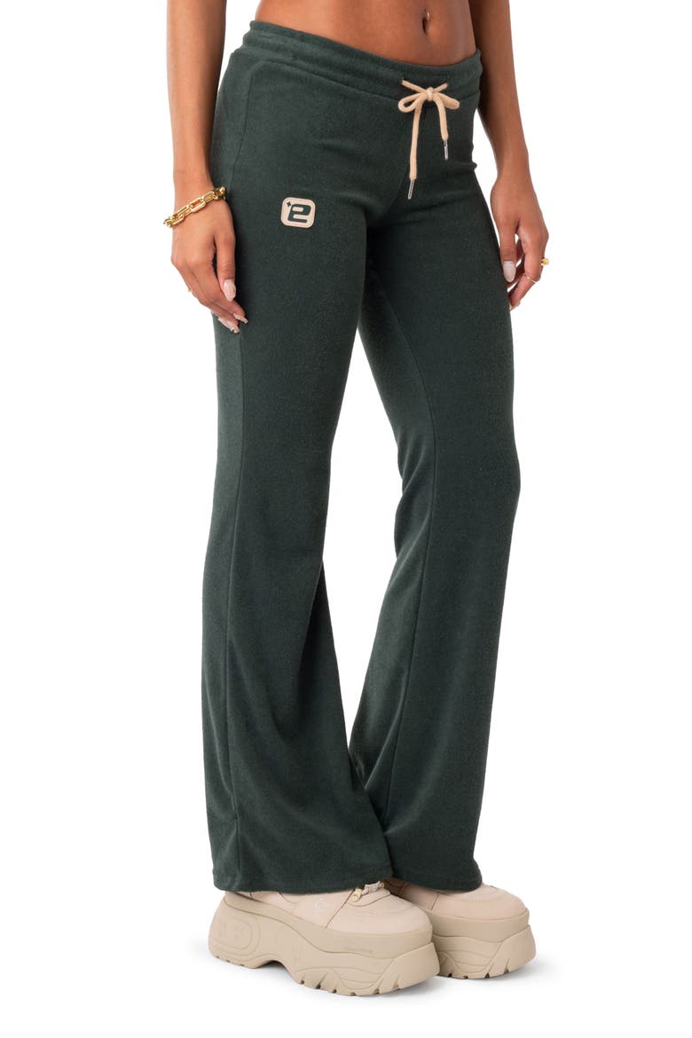 Terry Low Rise Flare Leg Pants, Alternate, color, GREEN