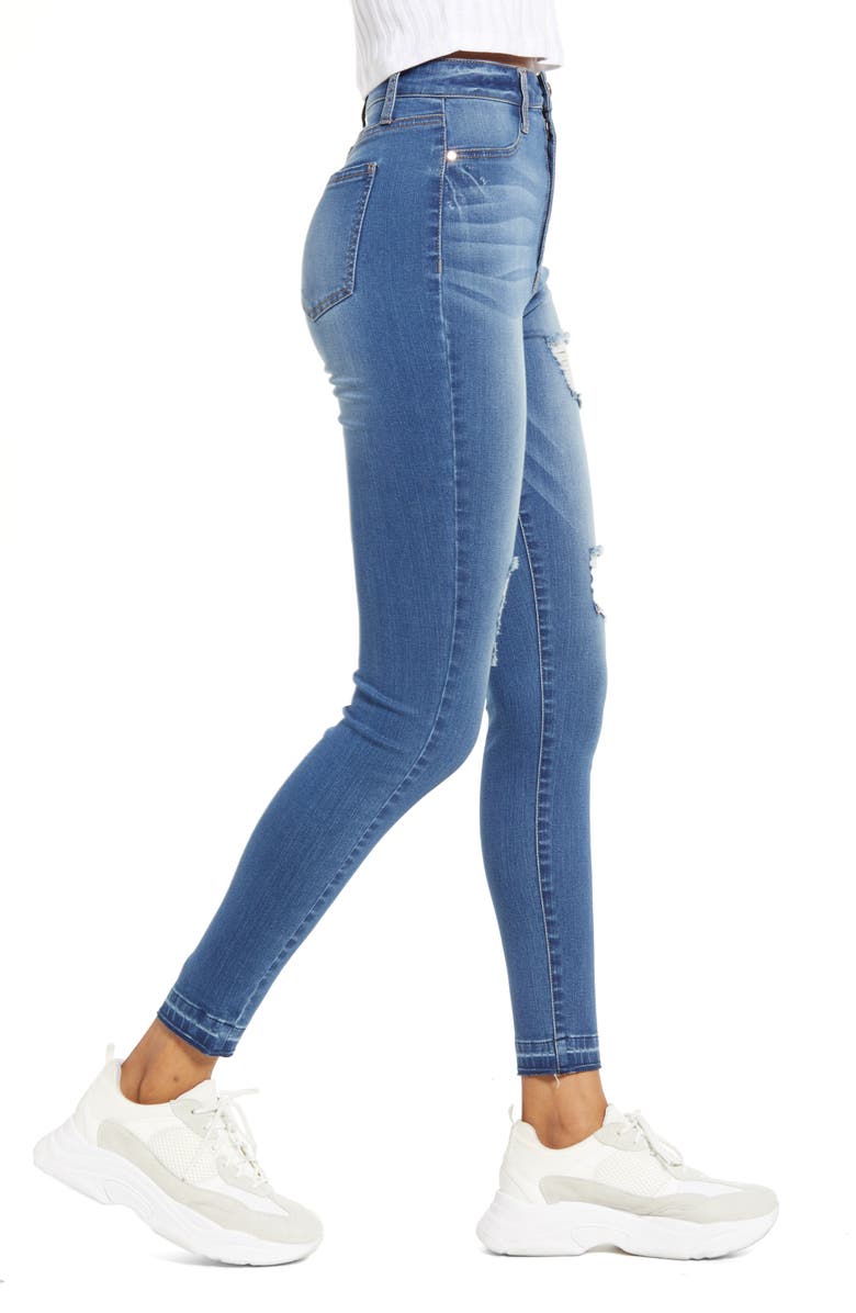 Tinsel Ripped High Waist Skinny Jeans, Alternate, color, 