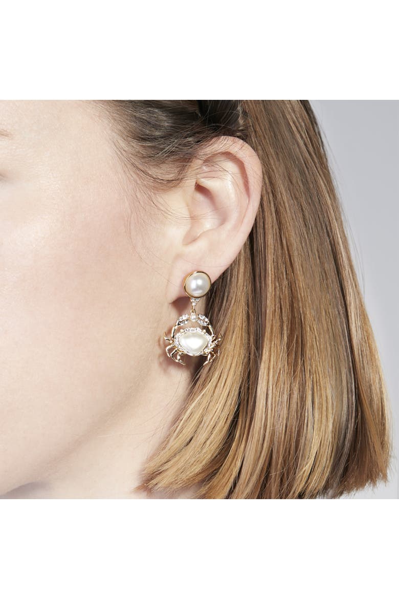 Crab Drop Earrings, Alternate, color, Crab