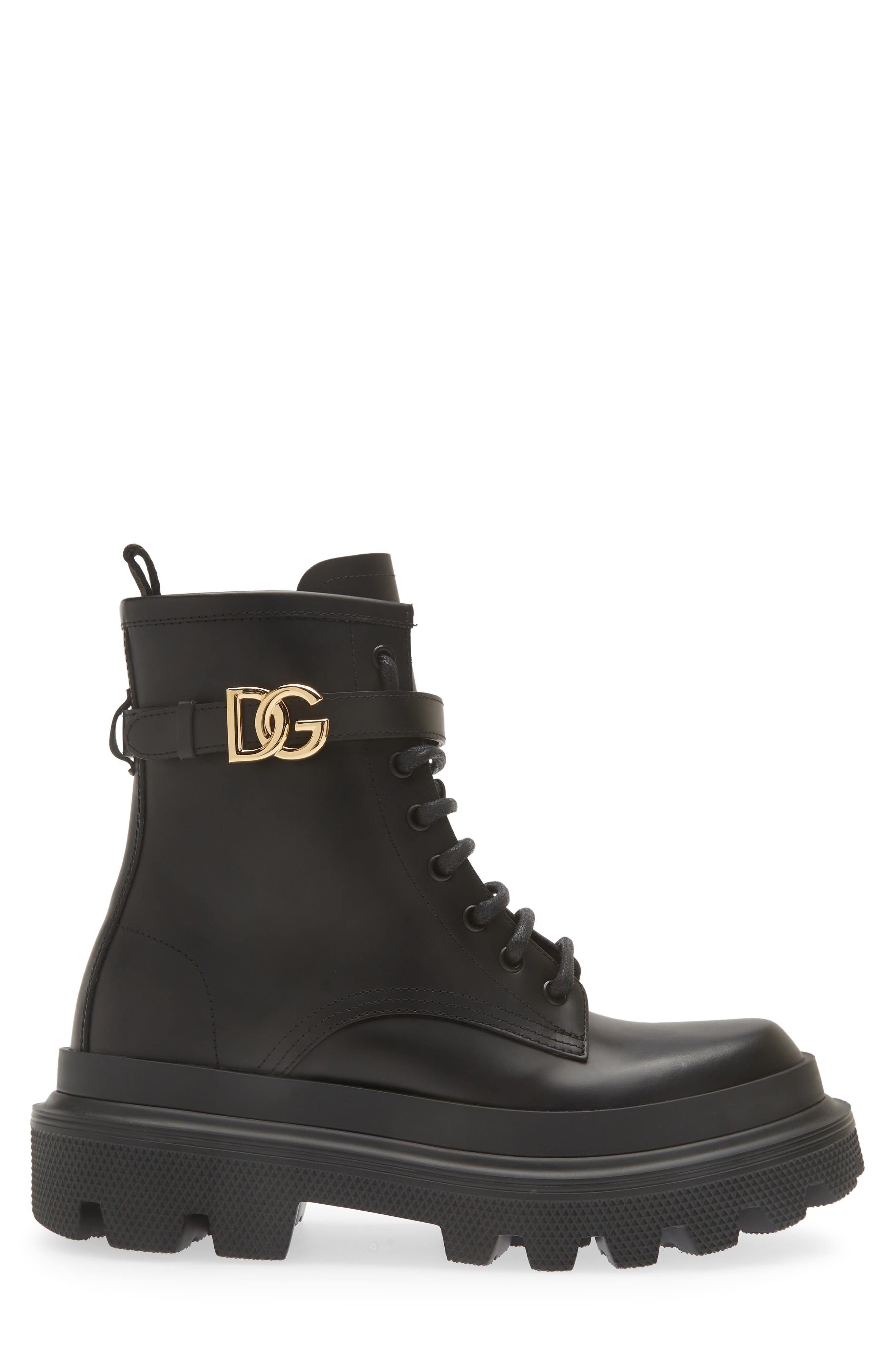Dolce&Gabbana DG Logo Combat Boot, Alternate, color, 