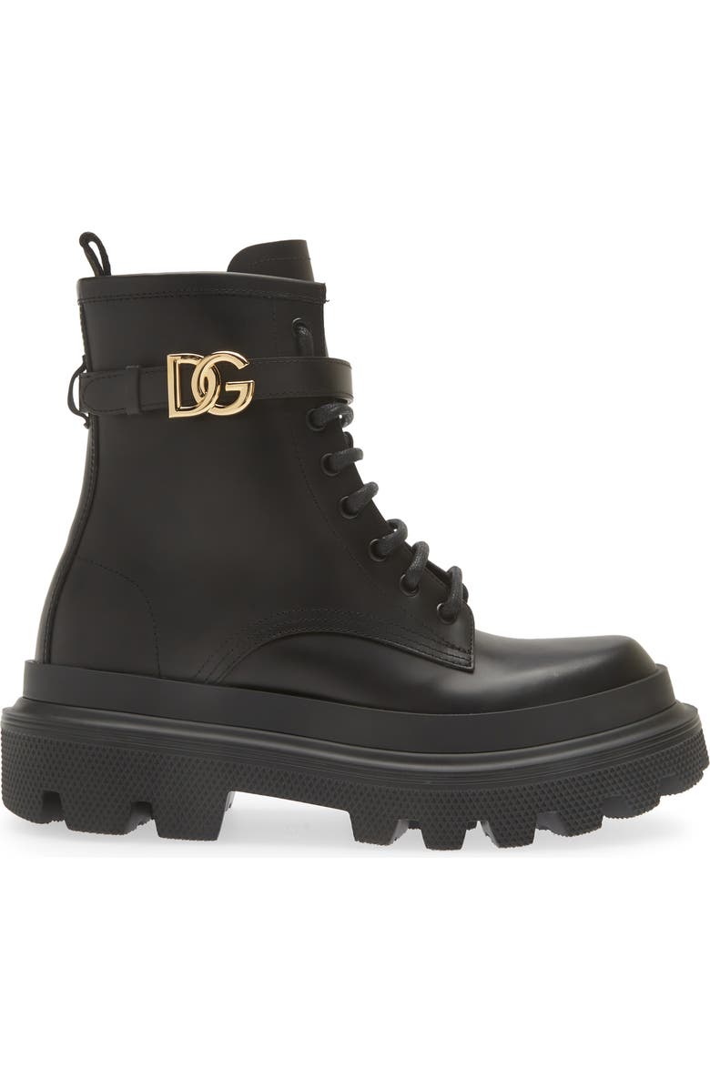 Dolce&Gabbana DG Logo Combat Boot, Alternate, color, Nero