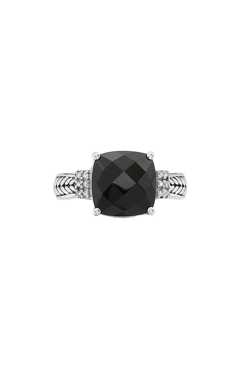 EFFY Sterling Silver Onyx & Diamond Accent Ring - 0.06 ctw, Main, color, Black