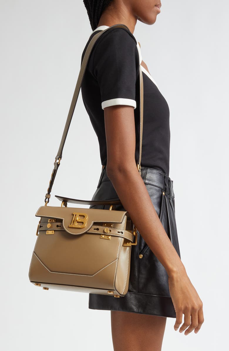Balmain B-Buzz 23 Leather Top Handle Bag, Alternate, color,