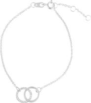 Adornia Silvertone Plate CZ Interlocking Circle Bracelet