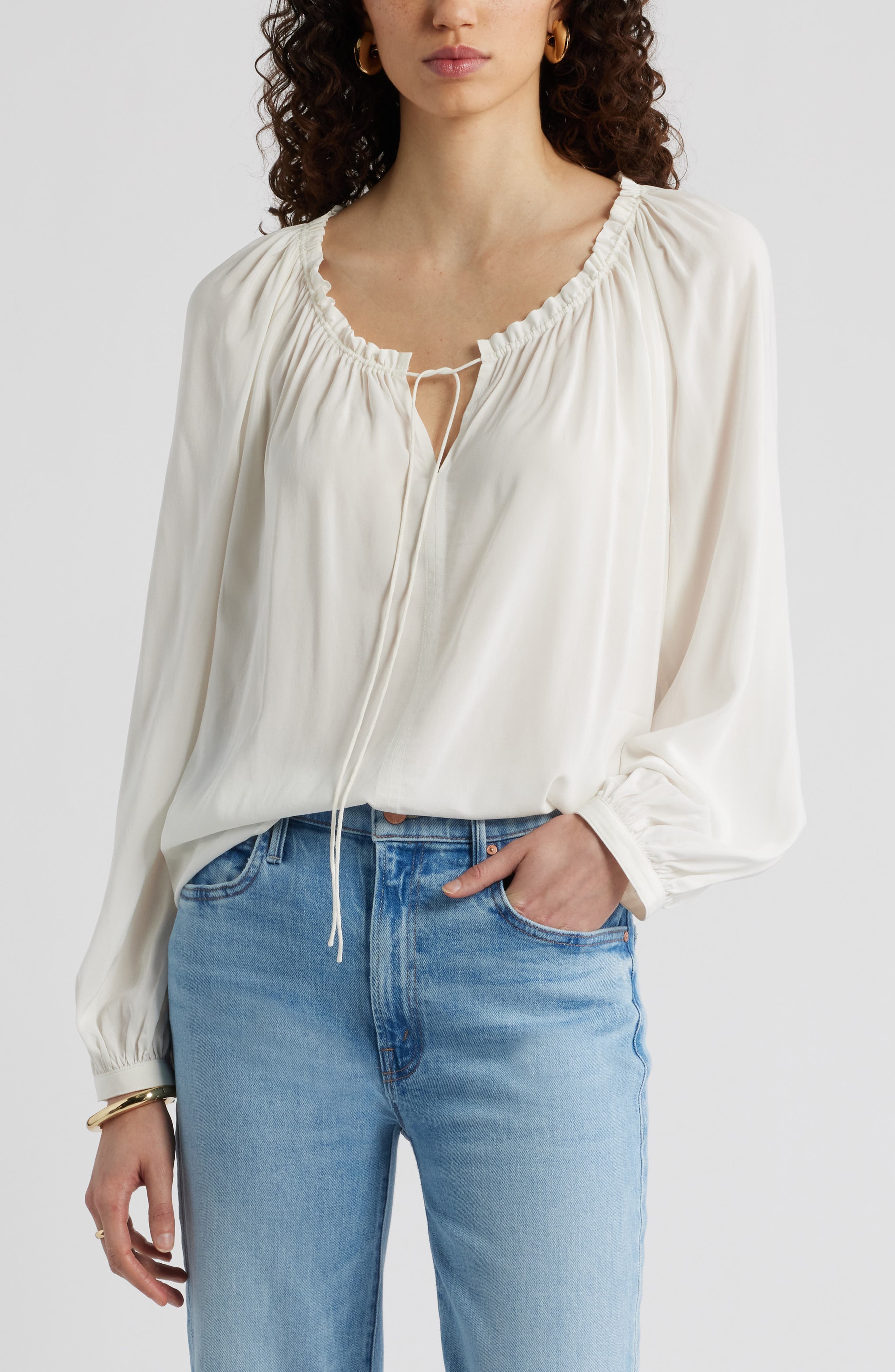 Gathered Tie Neck Top - image 3