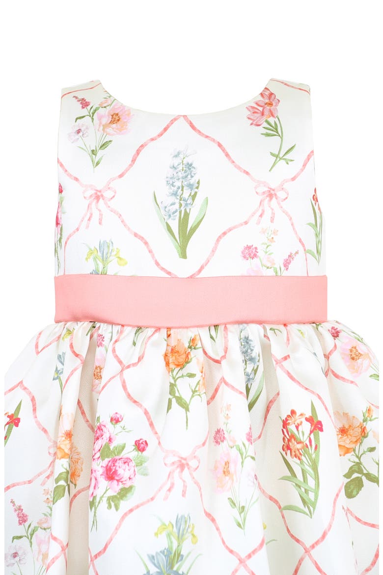 Lattice Floral Print Sleeveless Party Dress, Alternate, color, IVORY MULTI