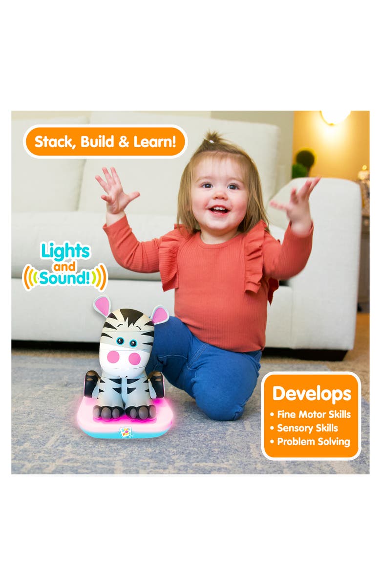 Stack-a-Roos Stackaroos Pals Baby Zebra Lights & Sounds, 5 Piece Stacking Animal Tower, Alternate, color, Multicolored