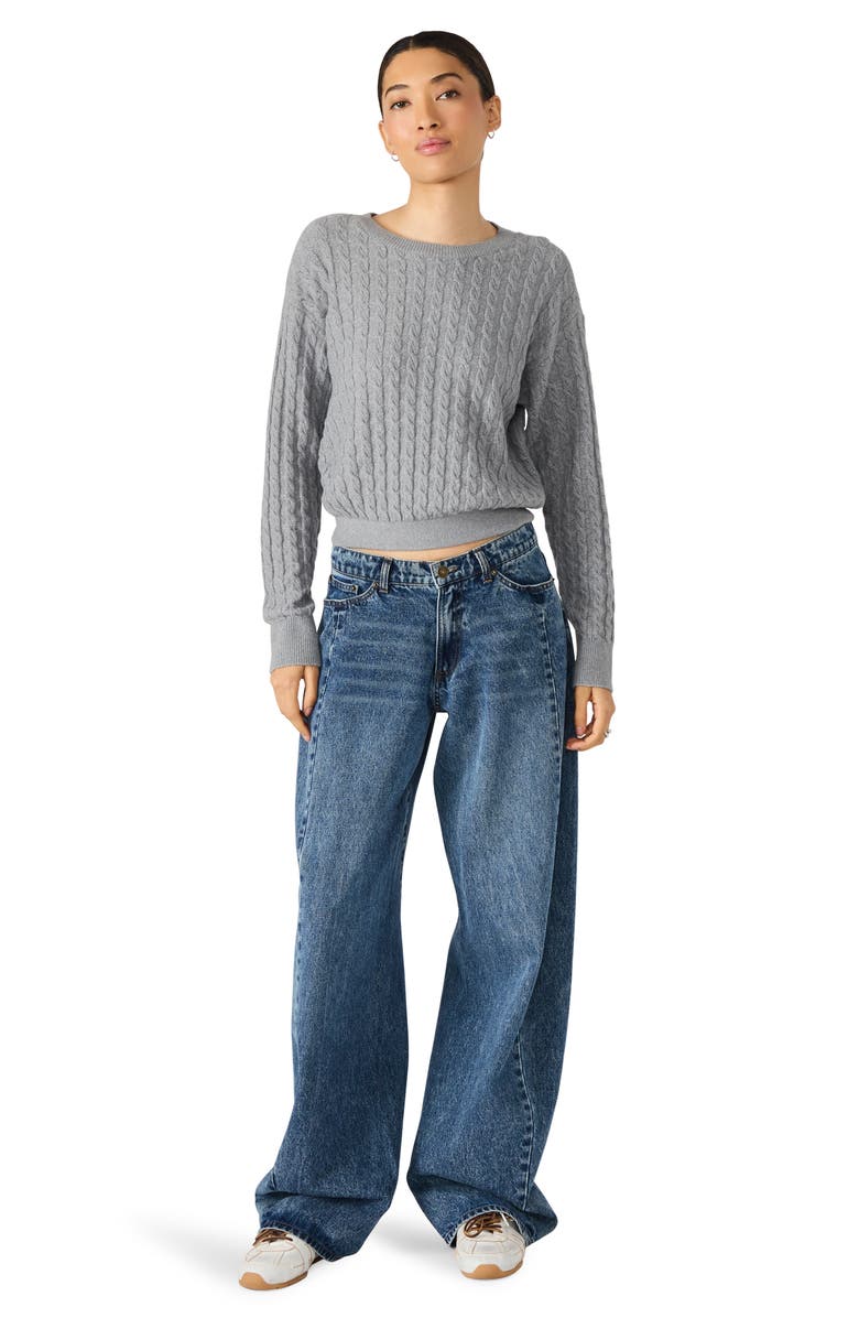 Steve Madden Minna Cable Stitch Sweater, Alternate, color, Grey Heather