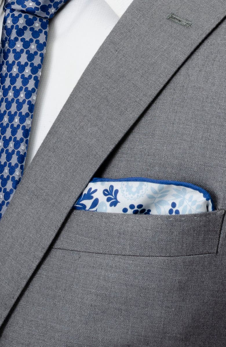 Cufflinks, Inc. x Disney Mickey Floral Silk Pocket Square, Alternate, color, White