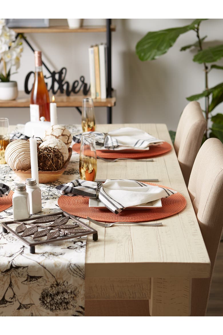 Round PP Woven Placemat Set/6, 15" Dia, Alternate, color, Spice