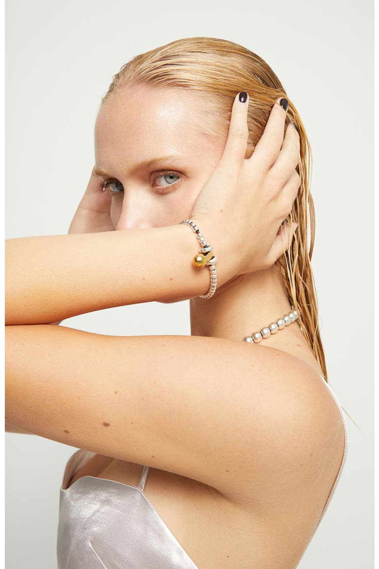 Small dial bracelet plated in sterling silver and large dial plated in 18k gold, Alternate, color, Gold