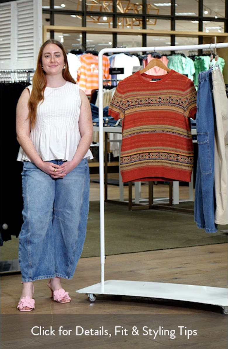 Geo Stripe Short Sleeve Cotton & Linen Sweater, sales video thumbnail