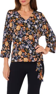 Chaus Floral Side Tie Top