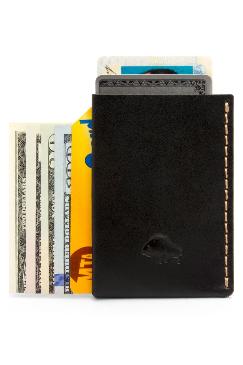 No. 7 Leather Wallet, Alternate, color, JET TOP STITCH