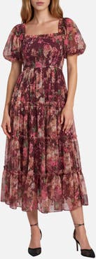Blu Pepper Smocked Floral Midi Dress