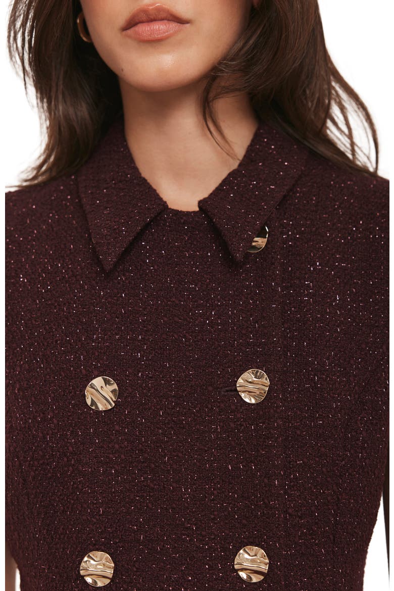 Boucle Mini Shift Dress, Alternate, color, Burgundy