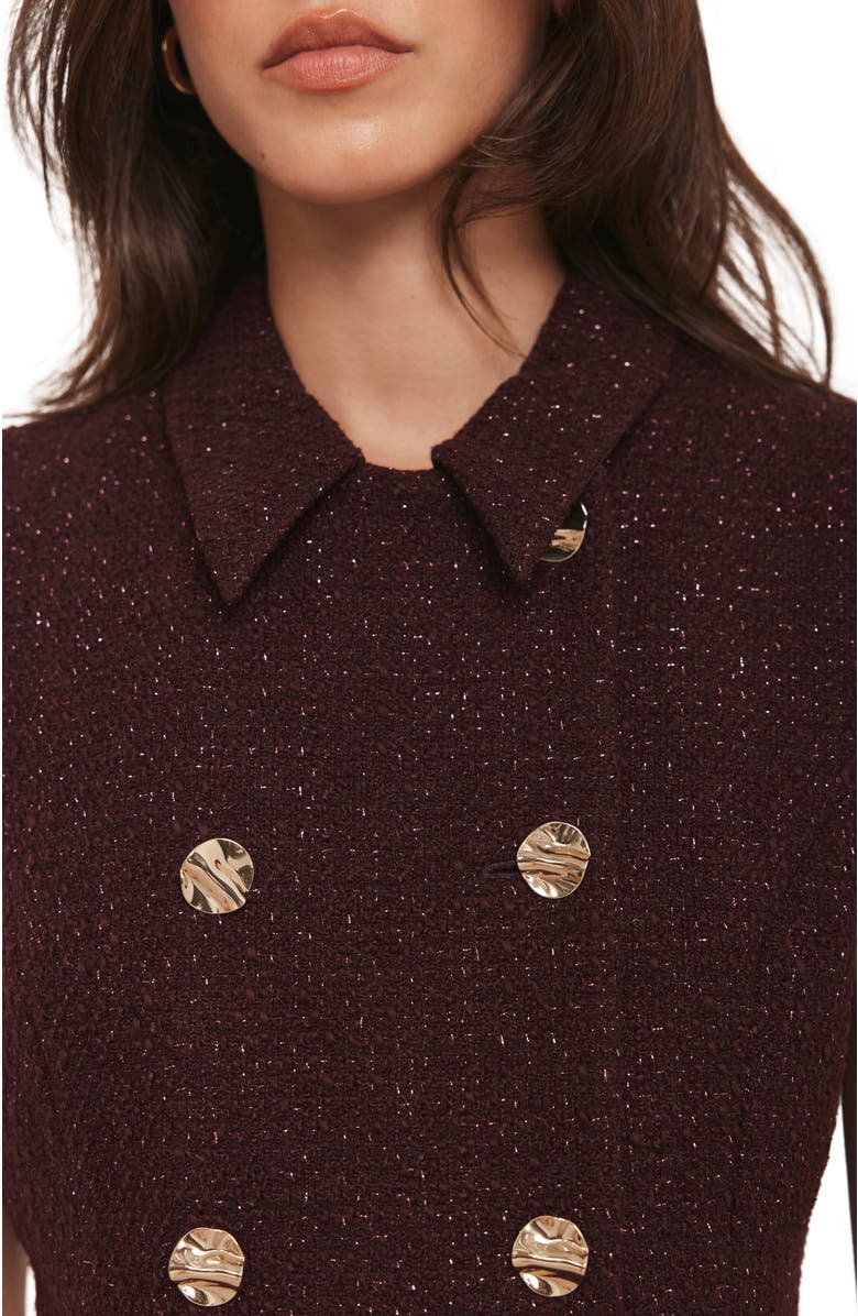 MINT VELVET Boucle Mini Shift Dress, Alternate, color, Burgundy